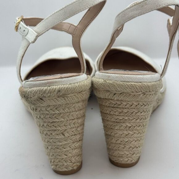 Stuart Weitzman mykonos canvas wedge Espadrilles white closed toes sandals Sz 10 - Picture 7 of 11